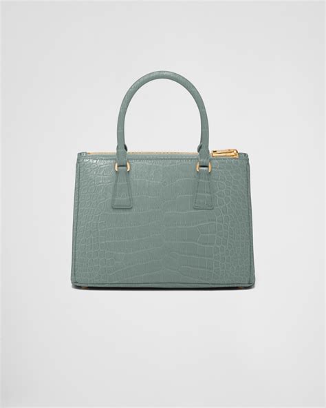 Periwinkle Blue Medium Prada Galleria Crocodile Leather Bag